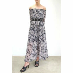 Religion Grey Off The Shoulder Maxi Dress