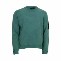 Religion Green Fitted Crew Neck Sweat Featuring Patch Zip Pocket. -Religion Shop unnamed file 851