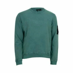Religion Green Fitted Crew Neck Sweat Featuring Patch Zip Pocket. -Religion Shop unnamed file 852