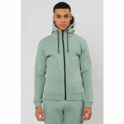 Religion Green Relaxed Fit Brushed Back Zip Through Sweat