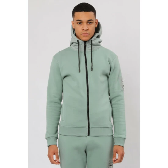 Religion Green Relaxed Fit Brushed Back Zip Through Sweat 1 Religion Green Relaxed Fit Brushed Back Zip Through Sweat