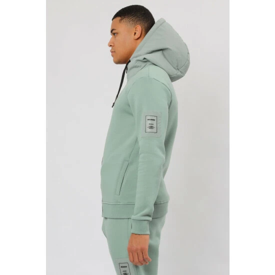 Religion Green Relaxed Fit Brushed Back Zip Through Sweat 3 Religion Green Relaxed Fit Brushed Back Zip Through Sweat - Image 3