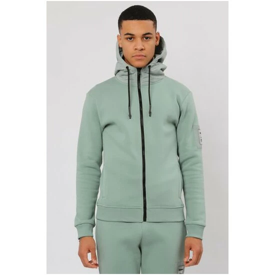 Religion Green Relaxed Fit Brushed Back Zip Through Sweat 5 Religion Green Relaxed Fit Brushed Back Zip Through Sweat - Image 5