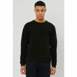 Religion Black Regular Fit Sweatshirt With Taslon Zip Pocket