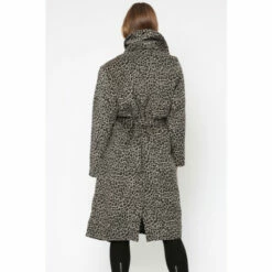Religion Brown Leopard Printed Ultra Wool Mix Coat With Large Collar And Belt -Religion Shop unnamed file 871