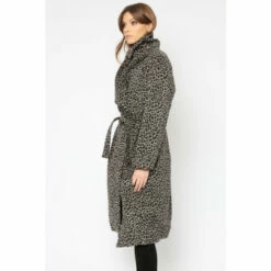 Religion Brown Leopard Printed Ultra Wool Mix Coat With Large Collar And Belt -Religion Shop unnamed file 872