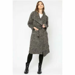 Religion Brown Leopard Printed Ultra Wool Mix Coat With Large Collar And Belt -Religion Shop unnamed file 874