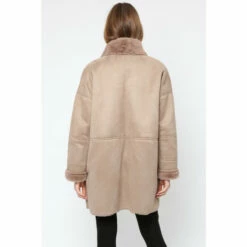 Religion Brown Faux Sheepskin Radiant Zip Coat With Patch Pockets -Religion Shop unnamed file 877