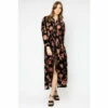 Religion Black Floral Velvet Energy Shirt Dress With Tie Waist