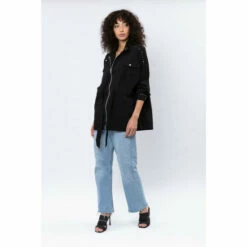 Religion Black Utility Style Belted Jacket With Studs