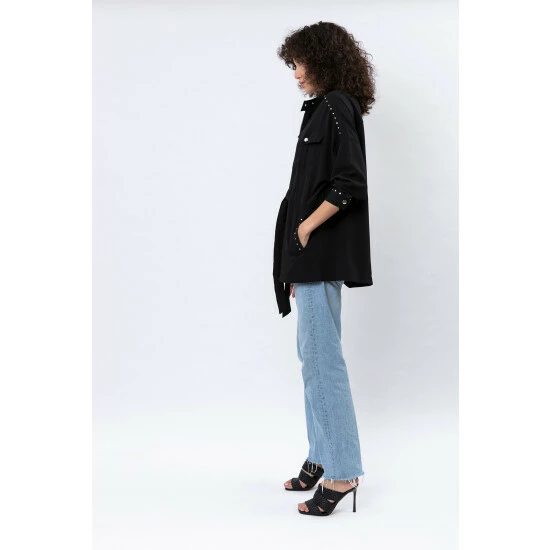 Religion Black Utility Style Belted Jacket With Studs 4 Religion Black Utility Style Belted Jacket With Studs - Image 4