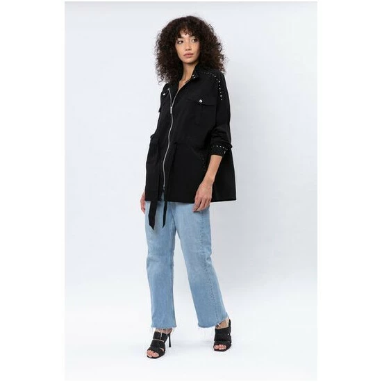Religion Black Utility Style Belted Jacket With Studs 6 Religion Black Utility Style Belted Jacket With Studs - Image 6