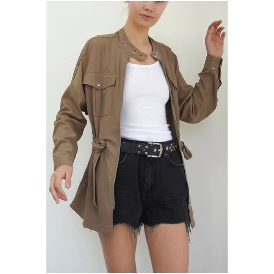 Religion Black Utility Style Belted Jacket With Studs 7 Religion Black Utility Style Belted Jacket With Studs - Image 7