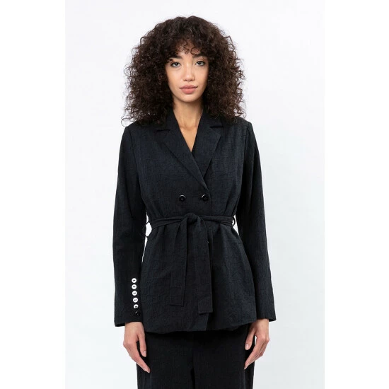Religion Black Belted Double Breasted Dash Blazer 3 Religion Black Belted Double Breasted Dash Blazer - Image 3