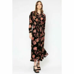 Religion Black Floral Velvet Energy Shirt Dress With Tie Waist -Religion Shop unnamed file 92