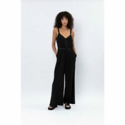 Religion Black Wide Leg Strappy Jumpsuit