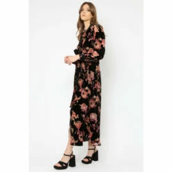 Religion Black Floral Velvet Energy Shirt Dress With Tie Waist -Religion Shop unnamed file 93