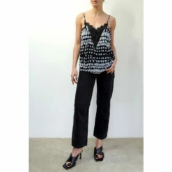 Religion Black Camisole With Stud And Lace Trims